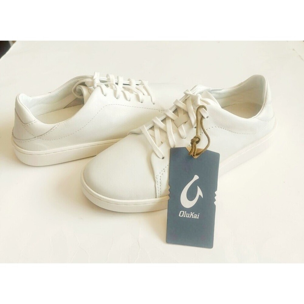 Olukai Womens Size 9 PEHUEA LI ILI Casual Leather Sneaker Bright White Shoe - Picture 9 of 9